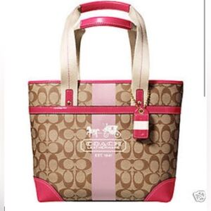 Coach Pink and Brown Tote Bag